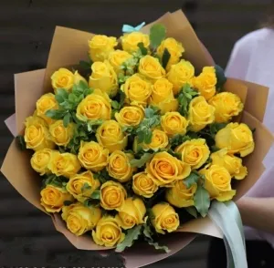Букет из жёлтых роз - Розы (средние 55-60 см) уточнять наличие.